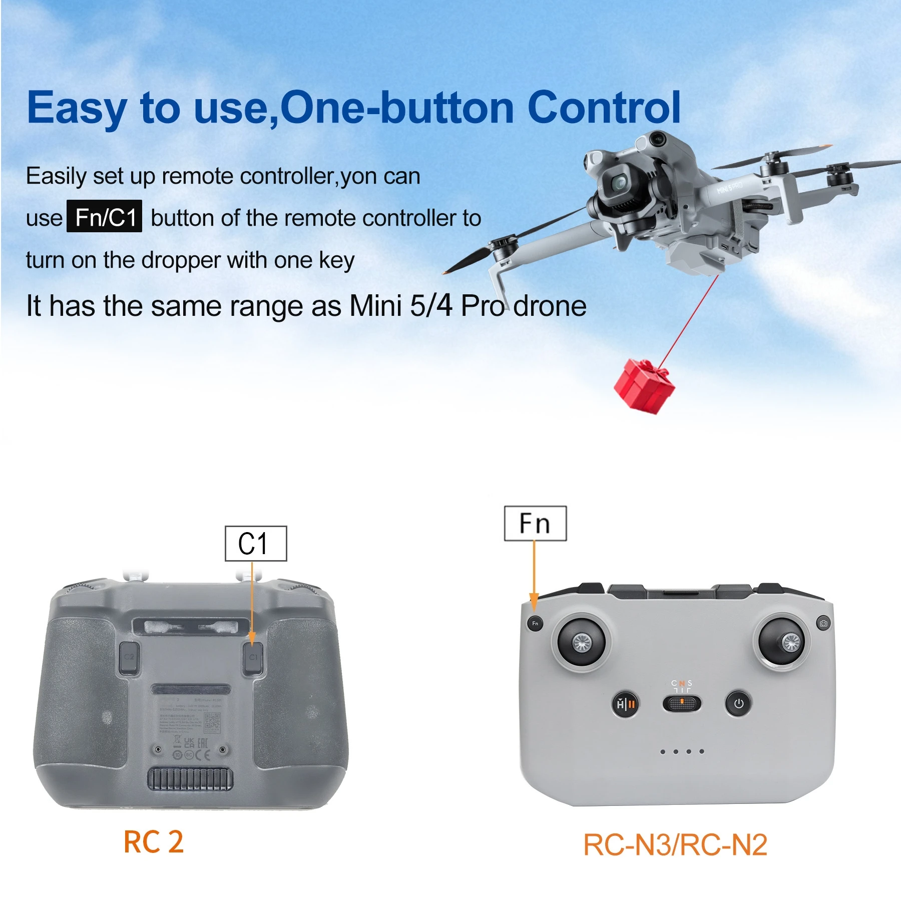 

Advertising Gift Dropper for DJI Mini 5/4 Pro Dropper Accessories, Remote Control Payload Delivery for Advertising, Gift Drop