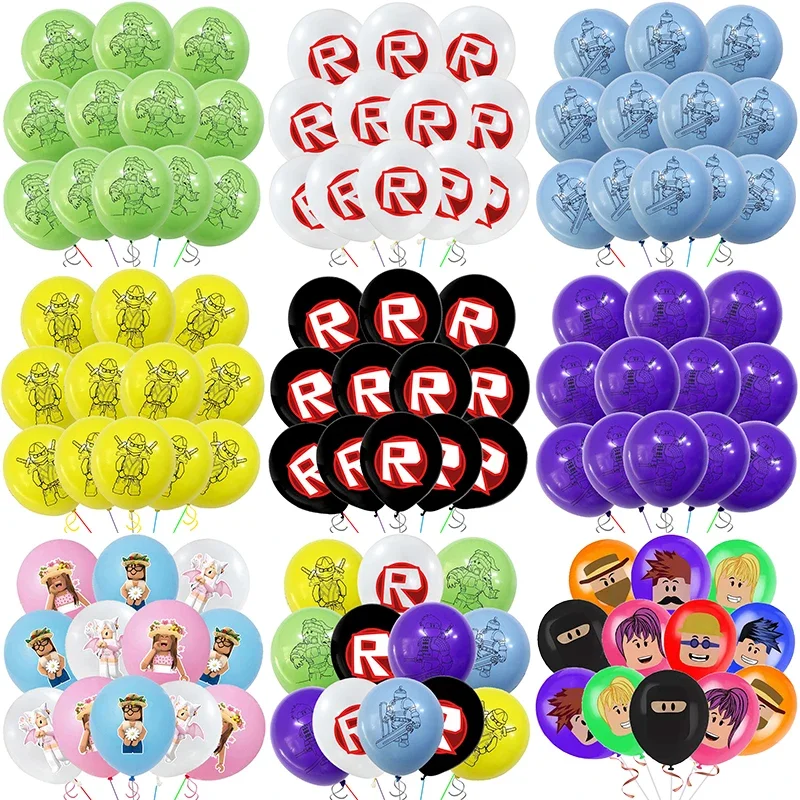 Cartoon Latex Balloons for Birthday Party, Baby Shower Supplies, Decorações de balão, Roblox Kids 'Favors, 12in Lots, Pacote