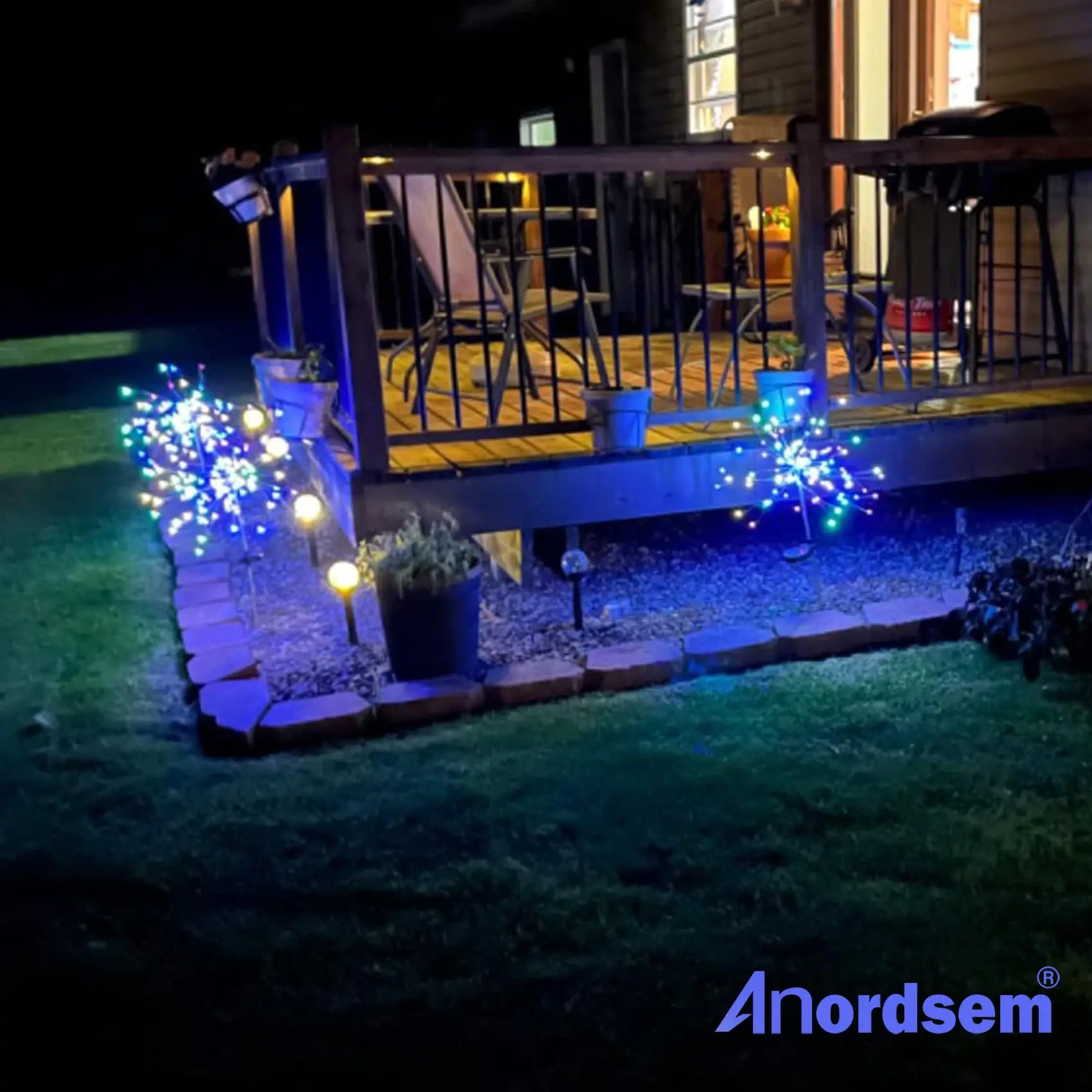 Outdoor Decorative Solar Fireworks Light 200LED Multicolor Starburst Lamps with 8 Lighting Modes Waterproof for Garden Yard Path image 2