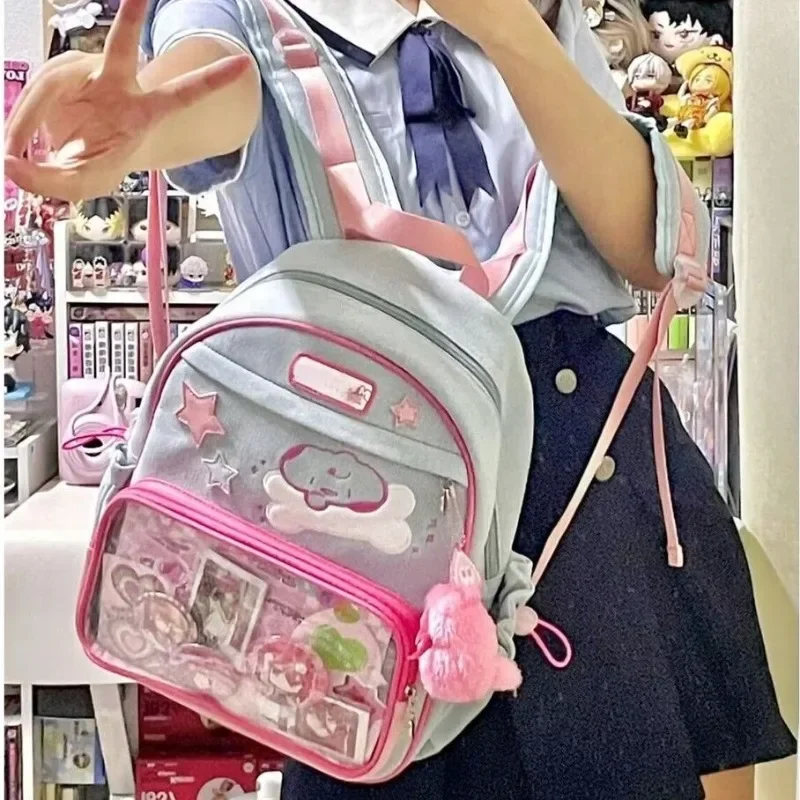 Ita Bag Sweet Transparent Backpacks for Women New Embroidery School Bag 2024 Autumn Display Canvas Rucksack Cute Bolsas Сумка