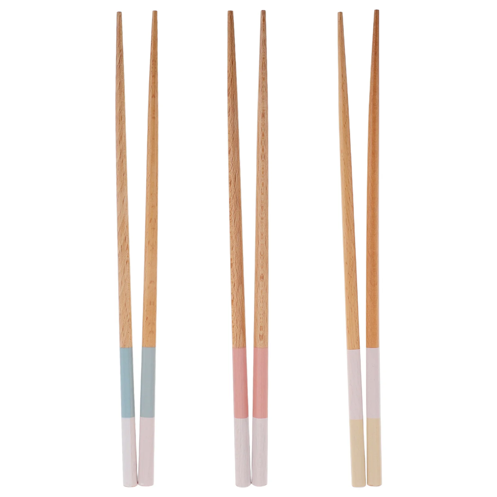 

3Pairs Decorated Japanese Style Wooden Chopsticks Set Natural Material Pointed Tip Long Sticks for Home Use Reusable Utensils