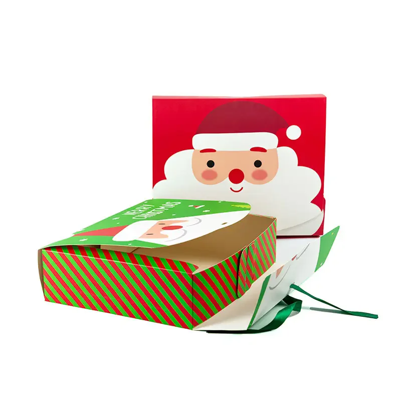 2025 New Design Customized Color Wholesale Paper Box Folding Christmas Gift Paper Box with Bow Ribbon