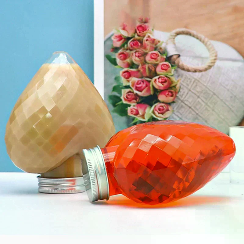 10Pcs 300ml Plastic Heart Shape Bottles For Drinks Storage Containers Drinking Water Bottles Plastic Water Bottle With Lids Caps
