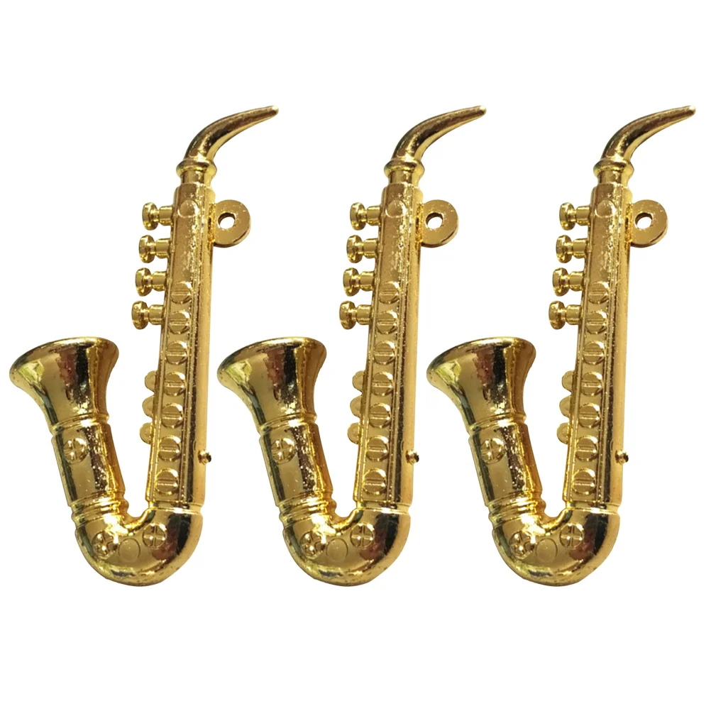 3 PCS Kids Toys Instrument Mini Instruments Saxophone Musical Golden Decor Child