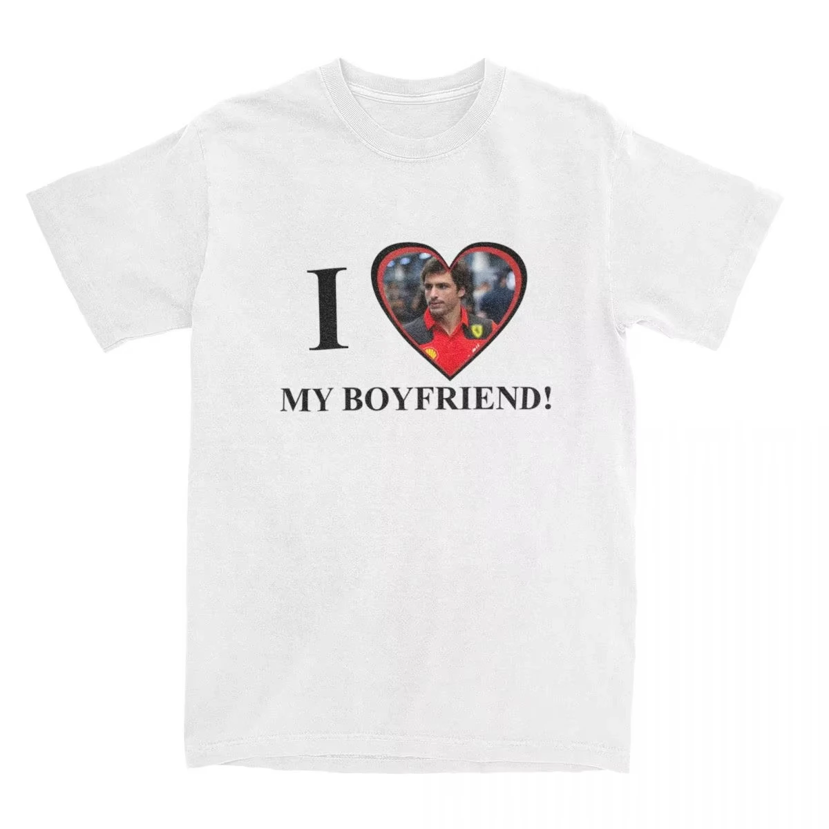 Carlos Sainz T-Shirt Couple I love my boyfriend Vintage Cotton T Shirts Summer O Neck Novelty Tees Cheap Big Size Tops