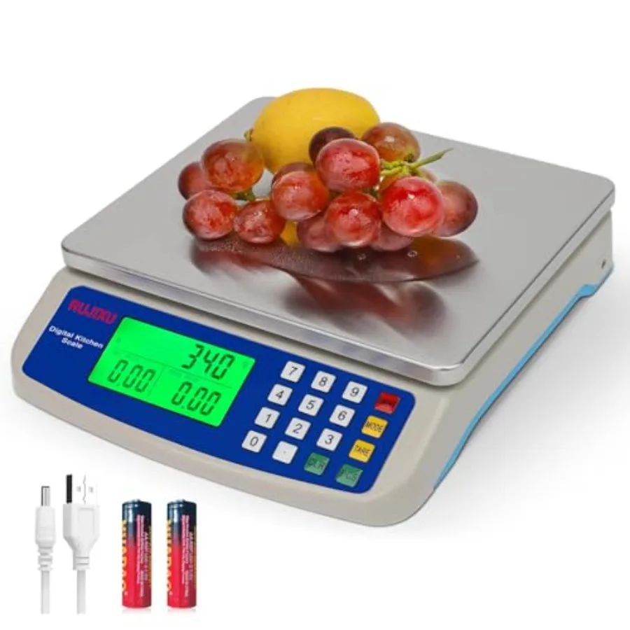 

Large Digital Kitchen Scale 30KG Commercial Food Scale 66LB for Baking Bread Meat Stainless Steel Price Computing Scale LCD Dis