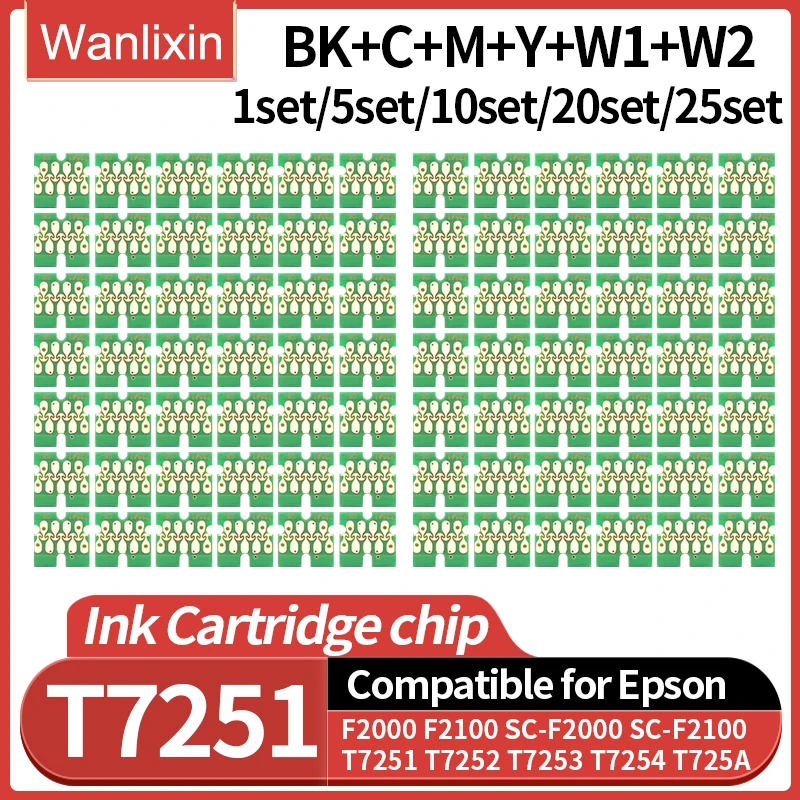 

1set~25set T7251 Chip T725A1 T725A2 ink cartridge chip compatible for Epson F2000 F2100 SC-F2000 SC-F2100 Printer Ink chip