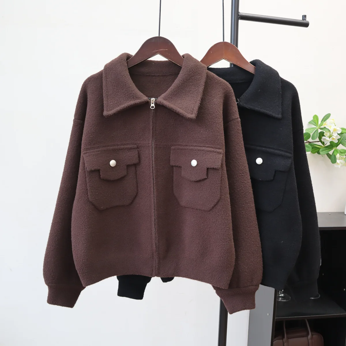 

Cardigan Women Sweaters Zipper Coats Turn Down Collar Casual Loose Jumpers Y2k Streetwear Elegant Knit Work Autumn Winter