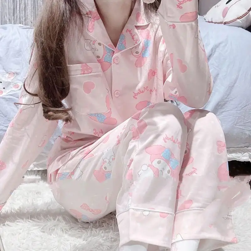 2026 New Cinnamoroll Long-Sleeved Pajamas for Women Spring Autumn Ins Style Students Cute Can Be Worn Outside Home Clothes Set