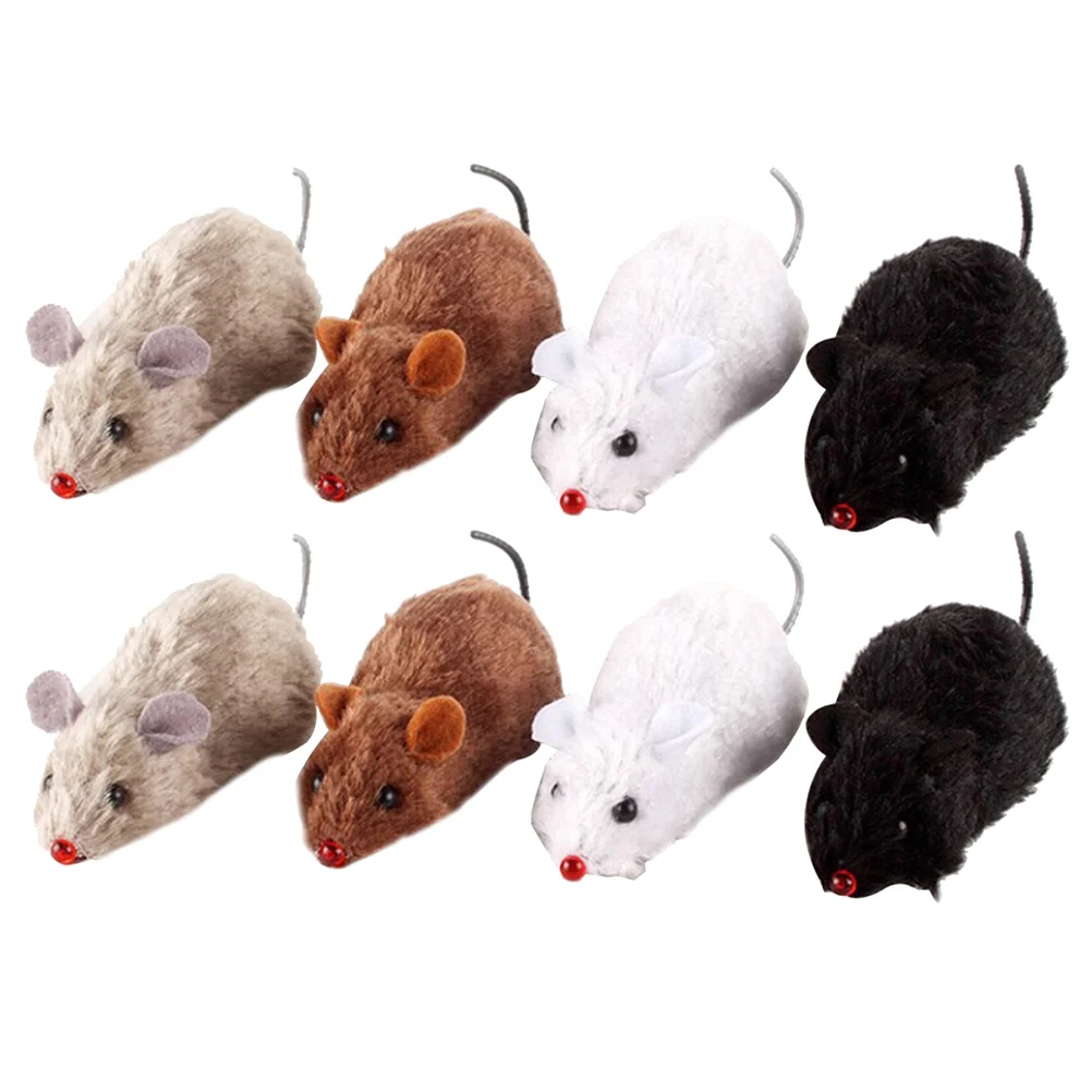 

8 Pcs Cat Toy Spring Plush Little Mouse Stuffed Rat Toys for Mice Wind up Cats Clockwork