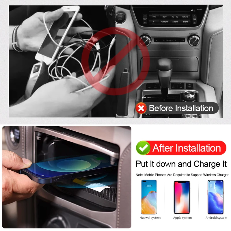 

Central Control Wireless Charger For 2016-2021 Toyota Land Cruiser 200 Lc200 FJ200 Interior Modification Upgrade Accessories