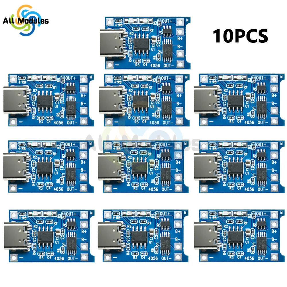 1/5/10PCS Type-c Micro USB 5V 1A 18650 TP4056 Lithium Battery Charger Module Charging Board With Protection Dual Functions