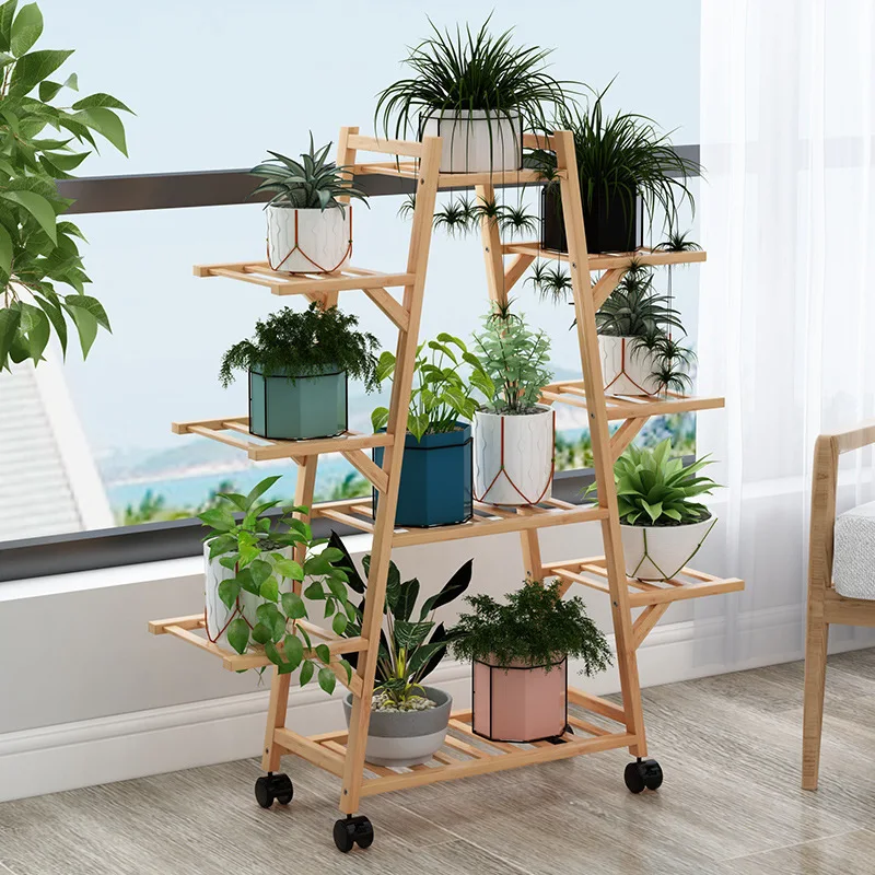 Balcony flower shelf multi-storey indoor flower pot shelf floor-to-floor living room shelf green radish meat household