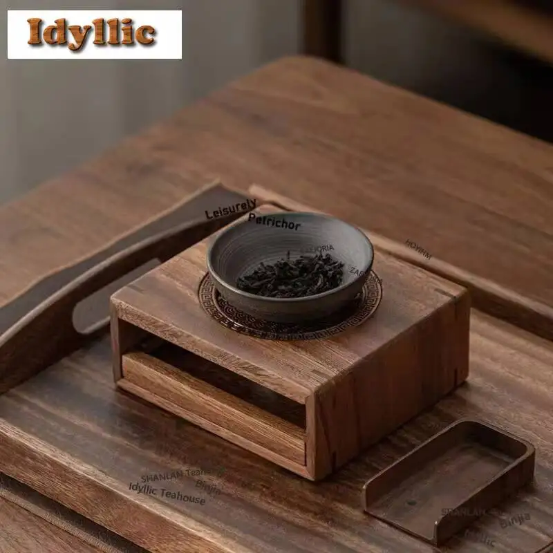 Walnut Wood Tea Warmer Teapot Samovar Candle Camping Portable Stove Household Kettle Stand Accessories Craft Ornament Supplies