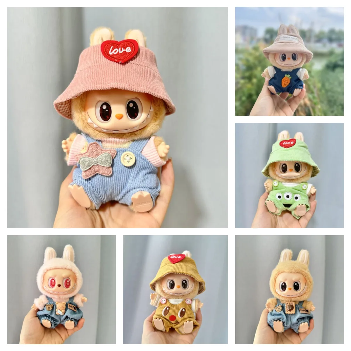 17cm Mini Plush Doll\'S Clothes Outfit Accessories For Korea Kpop Exo Labubu I II Idol Dolls sit party overalls Clothing Gift