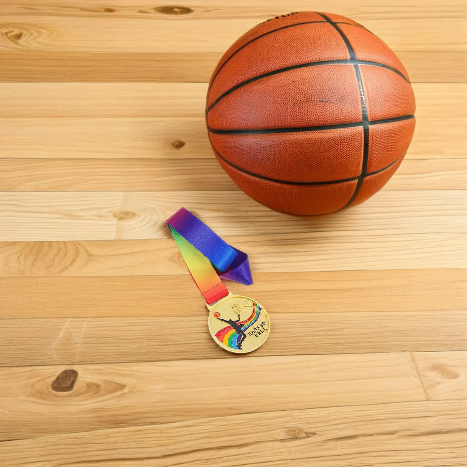 4Pcs Basketball Gold Medals Zinc Alloy Creative Sports Award Neck Ribbon Kids School Tournaments Community Competition
