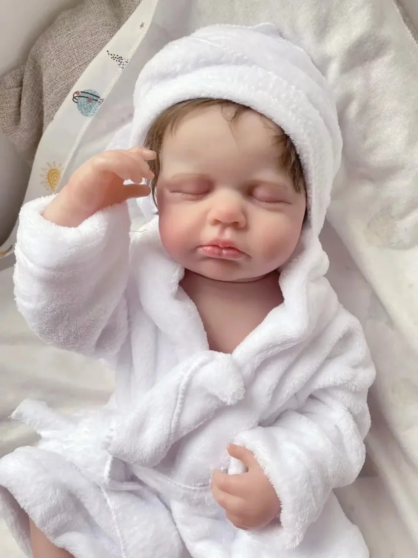 19 بوصة لولو فتاة تولد من جديد دمية طفل ثلاثية الأبعاد رسمت بيبي دمية الوليد مع الشعر الجذر يمكن الاستحمام #1