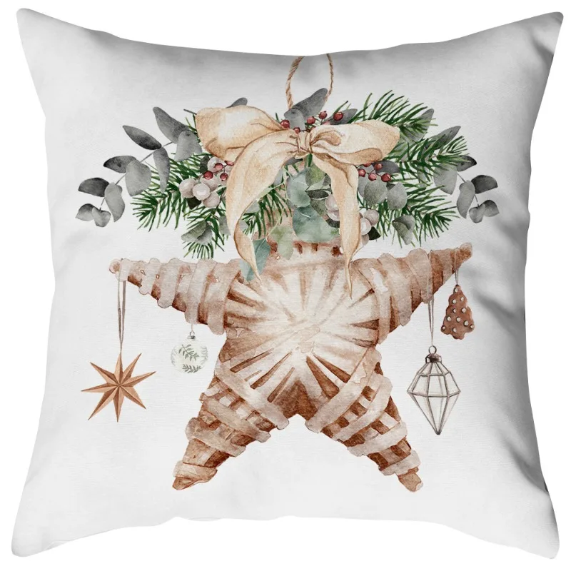 عيد الميلاد رمي وسادة يغطي ، مزرعة شجرة عيد الميلاد ثلج الشتاء أكياسها لقضاء عطلة المنزل مدرب أريكة 45x45 سنتيمتر مجموعة من 4 #6