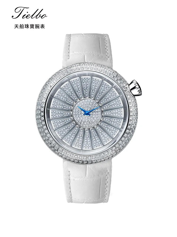 TIELBO/Tianbo Официальные оригинальные кожаные женские кварцевые часы Bright Series 820, модные вращающиеся часы