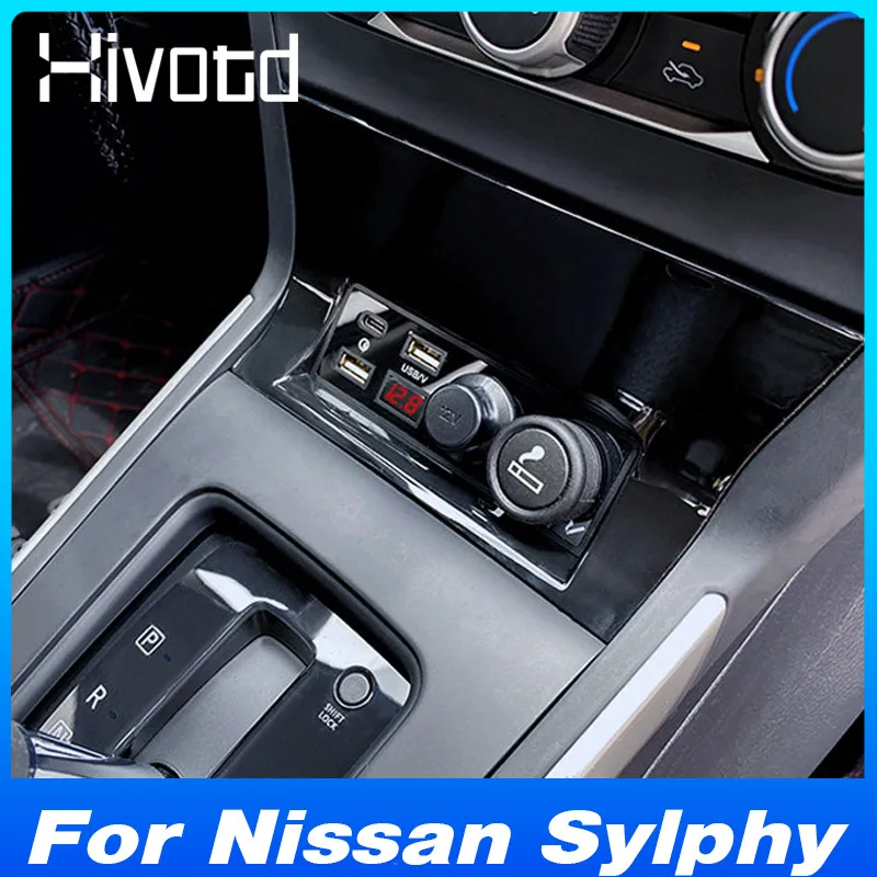 

Car Cigarette Lighter Splitter Usb Type C Multi Port Fast Charging Socket Hub Adapter Parts For Nissan Sylphy Sentra 2019-2025