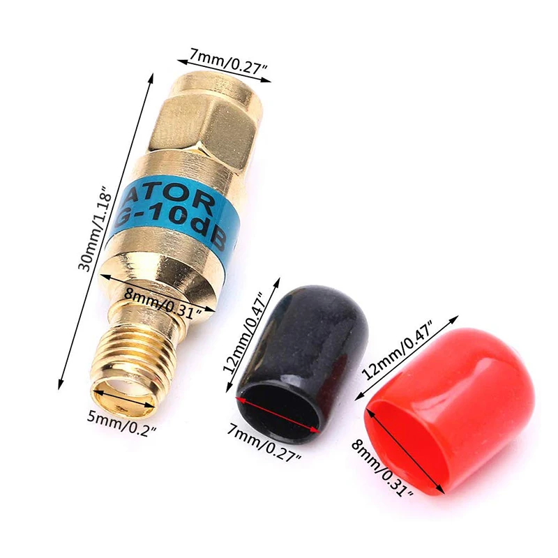 Gold Plated Brass 2W SMA RF Attenuator DC-6GHz 1dB.3dB.5dB.6dB.10dB.15dB.20dB.30db Attenuation 50Ohm