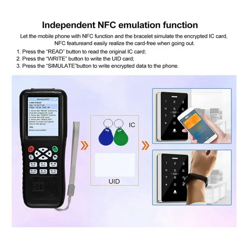 X100 RFID Smart Card Reader Writer +5XUID Card RFID Duplicator ID IC Card Programmer Encrypted Key Copier-BCBW