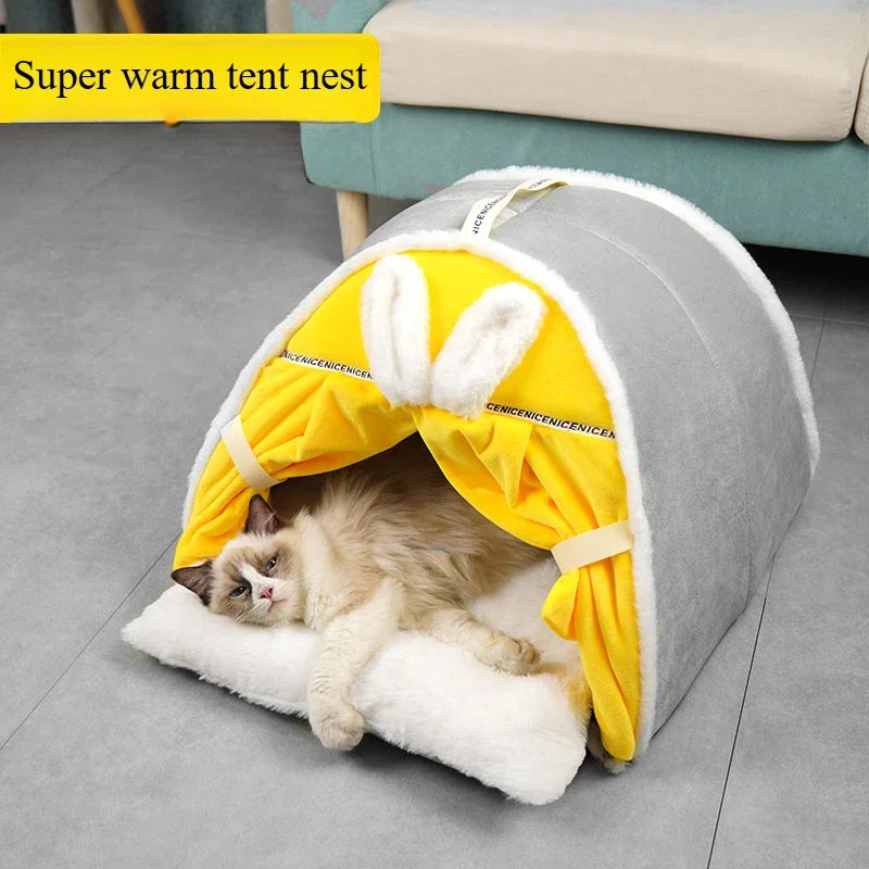 الحيوانات الأليفة القلعة النوم العميق مريحة القطط سرير قابل للغسل مريحة عش الكهف داخلي القطط منزل الكلاب المنازل #6