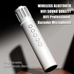 2 in 1 Karaoke Wireless Microphone Handheld Singing Mic With Bluetooth Speakers Portable Condenser for Phone Car Support TF Card