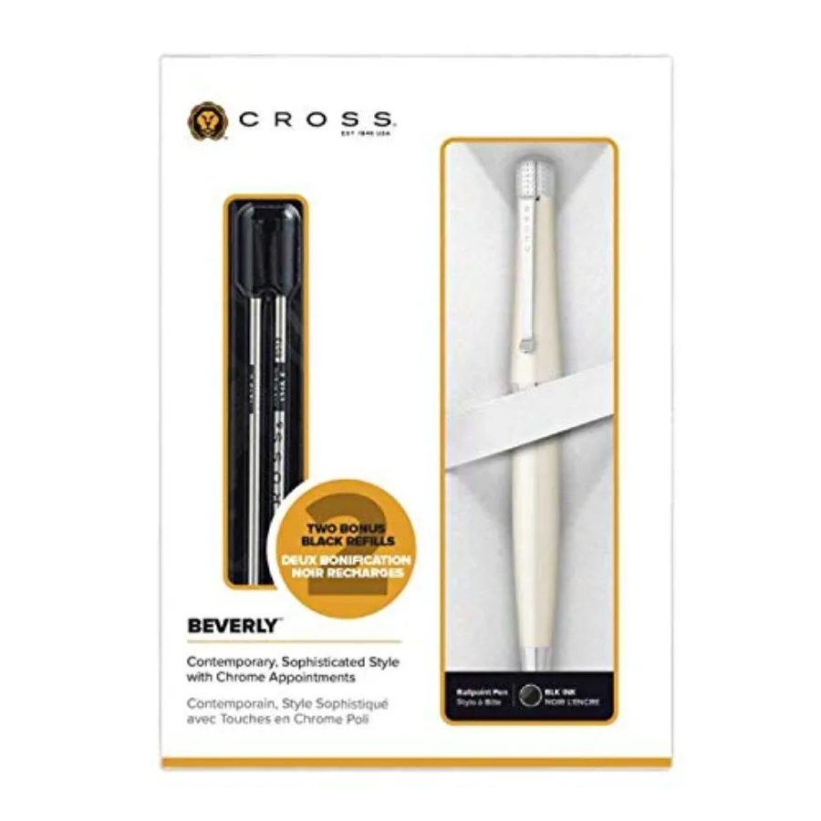 

Beverly Pearlescent White Lacquer Ballpoint Pen Including Premium Gift Box with Refills