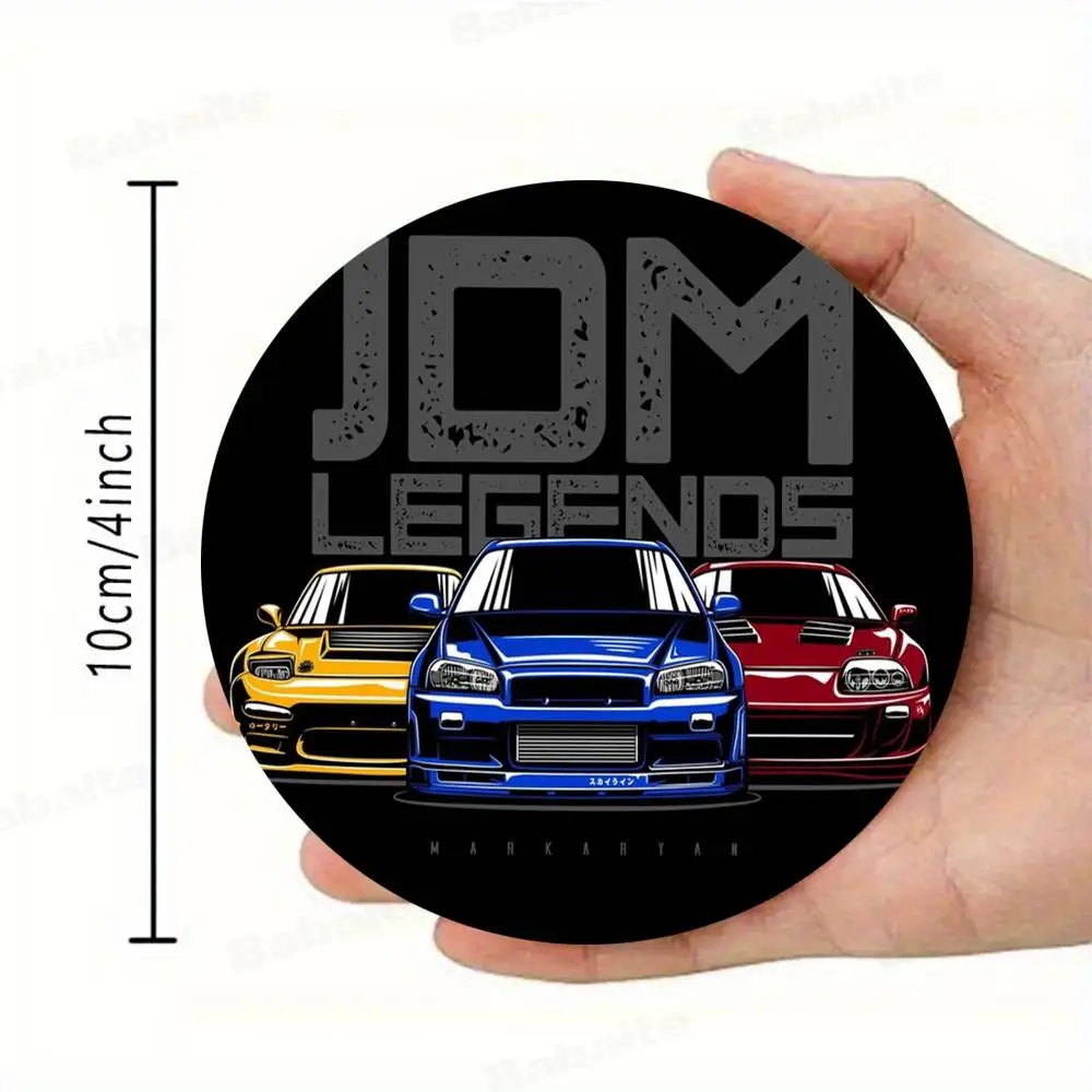 Japan JDM Sports Car Round Coasters Insulated Durable Cups Coffee Coaster Plate Mats Home and Decoration Kitchen Utensils 4