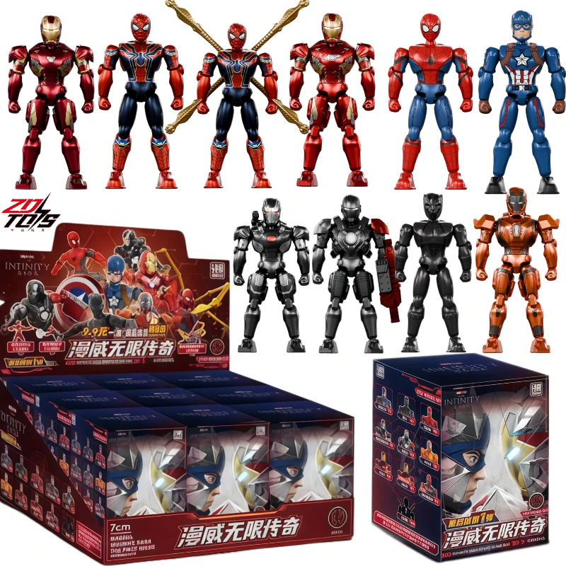 Caja Sorpresa ZD Infinity Saga, Figura de Acción de Iron Man, Spider-Man, Capitán América, War Machine, Black Panther, Muñeco Coleccionable