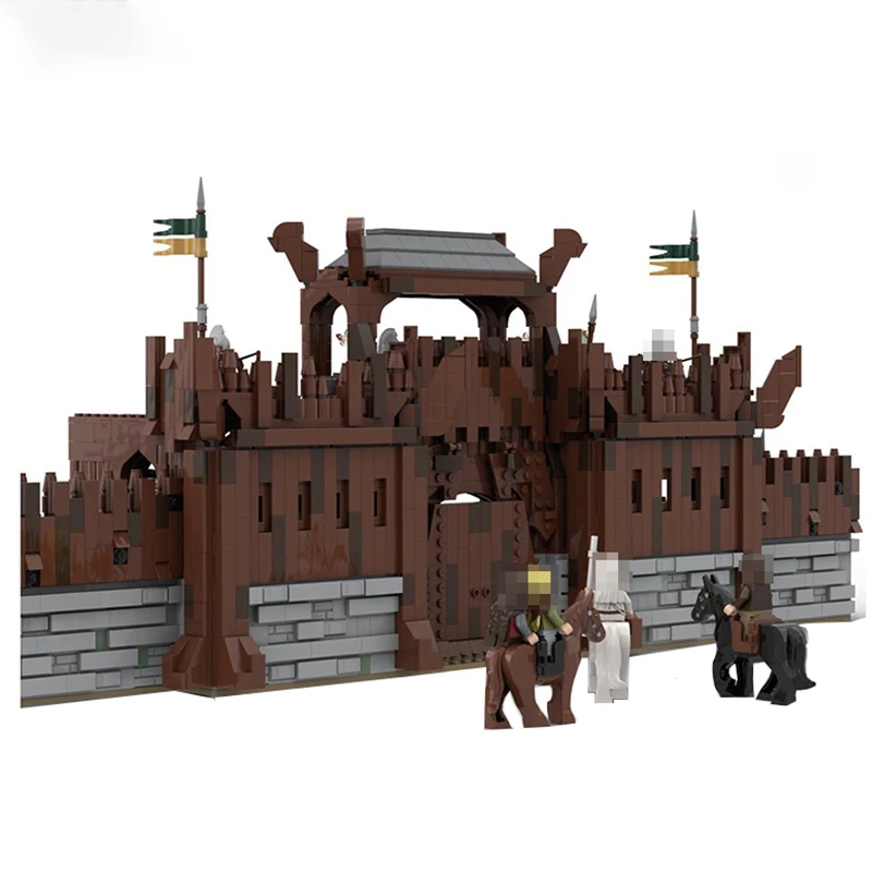 مشاهد الفيلم الكلاسيكي MOC Edoras City Wall Building Block Collection Expert Technology Education Assembly Model DIY Kid Brick Toy