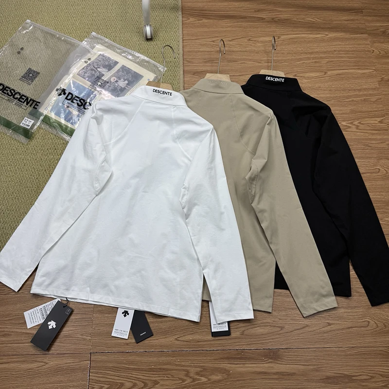 Moisture-absorbing and quick-drying men's knitted top stand collar long-sleeved top 2026 autumn fashion new style DESCENTE