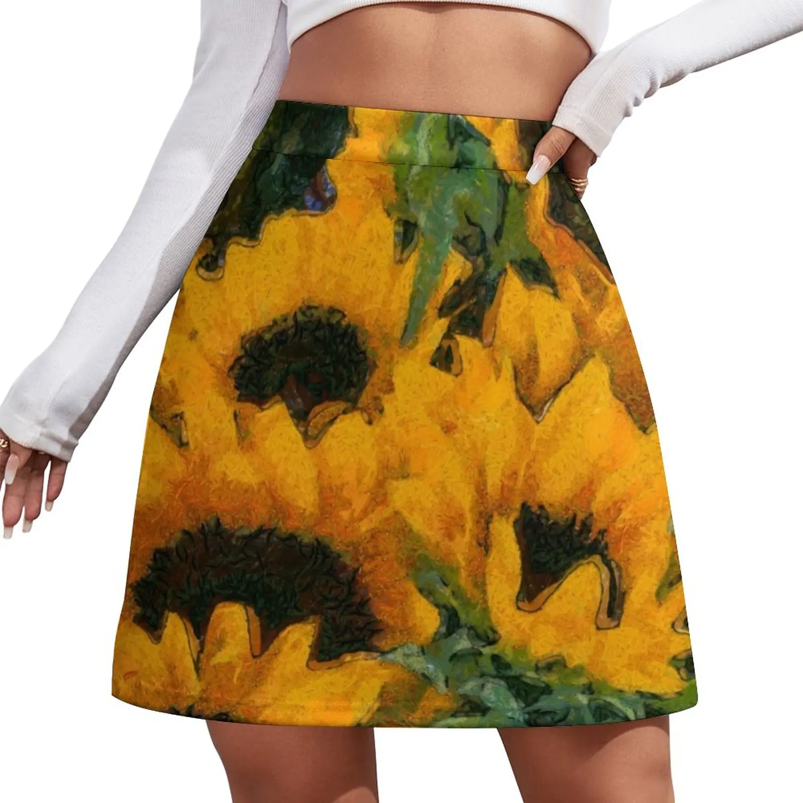 Painted sunflowers In Van Gogh style Mini Skirt Kawaii Clothing