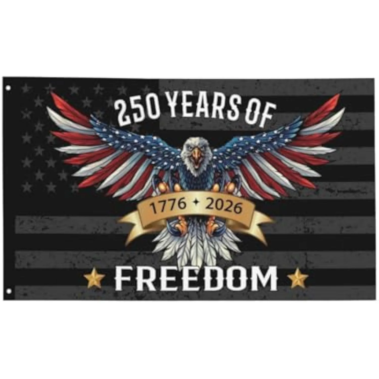 250 Years of Freedom Eagle USA Flag Banner 1776 2026 Anniversary Outdoor Decor