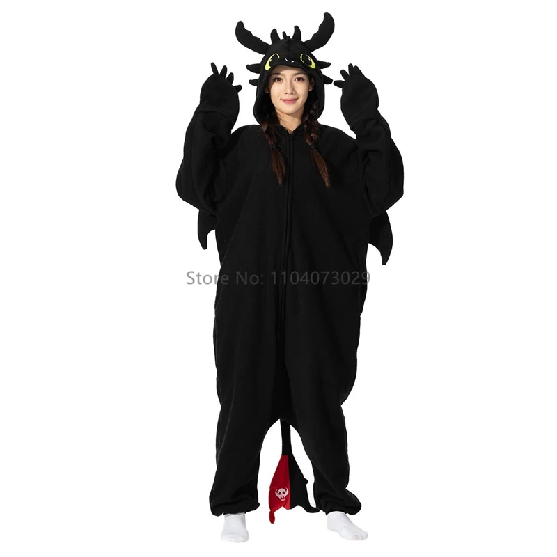 Onesieshow piyama Kigurumi hewan Halloween Onesie anak-anak dewasa kartun piyama Cosplay tanpa gigi pesta Wanita Pria pakaian rumah XXL