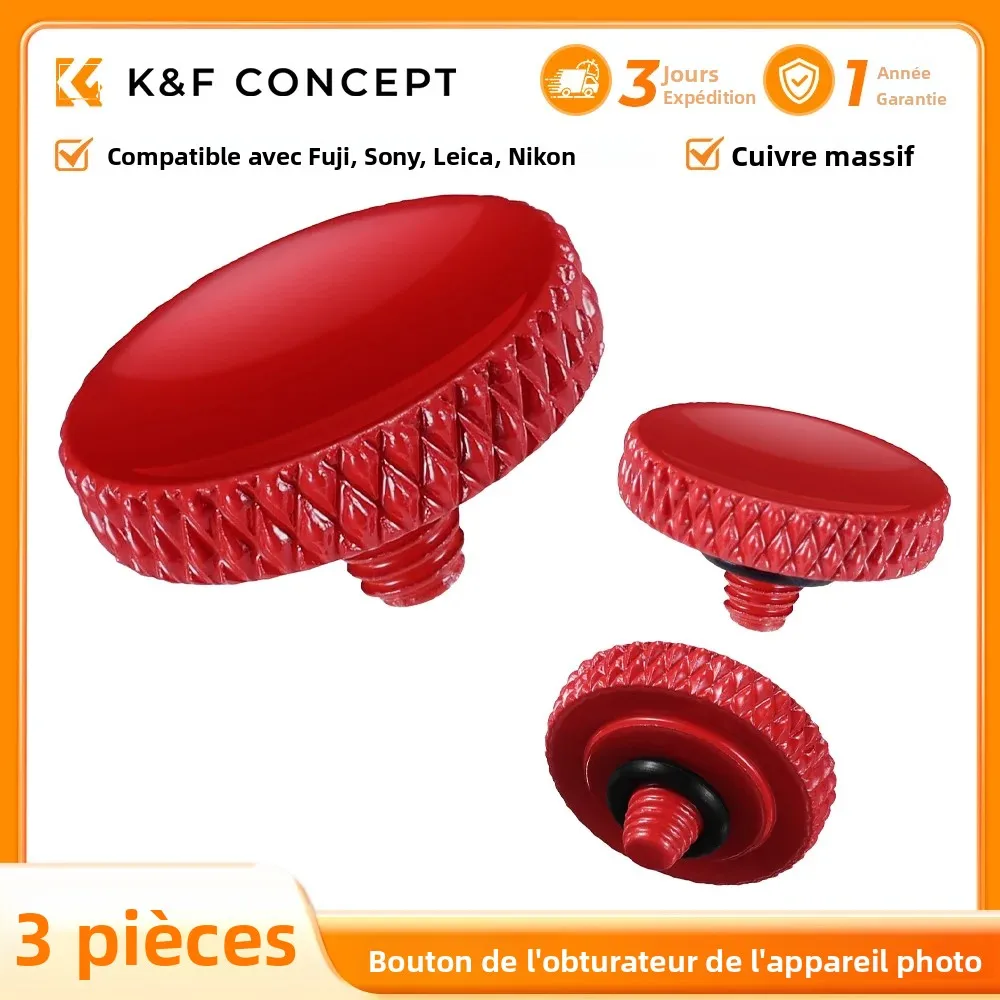 K&F CONCEPT Bouton Déclencheur Appareil Photo 3 Pièces Rouge Bouton à Libération Rapide pour Fuji Sony Leica Nikon Accessoires Appareil Photo en Cuivre Massif