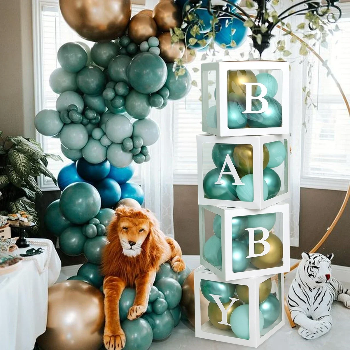 Transparent Letter Baby Shower Box Birthday Wedding Custom Name Balloon Box 1st Birthday Party Decorations Kids Baby Shower Girl