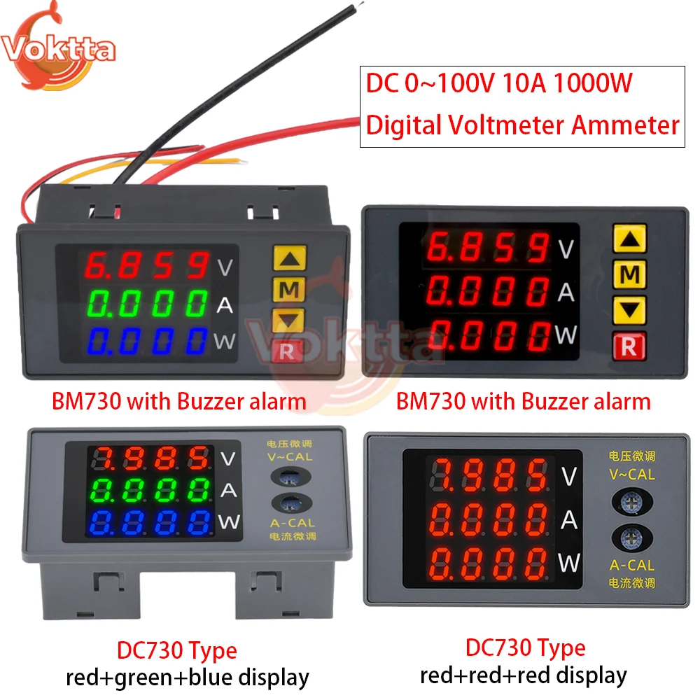 

DC 0-100V 10A 4-digit High Precision Voltage Tester Current Meter Detector LED Digital Voltmeter Ammeter Power Wattmeter Monitor