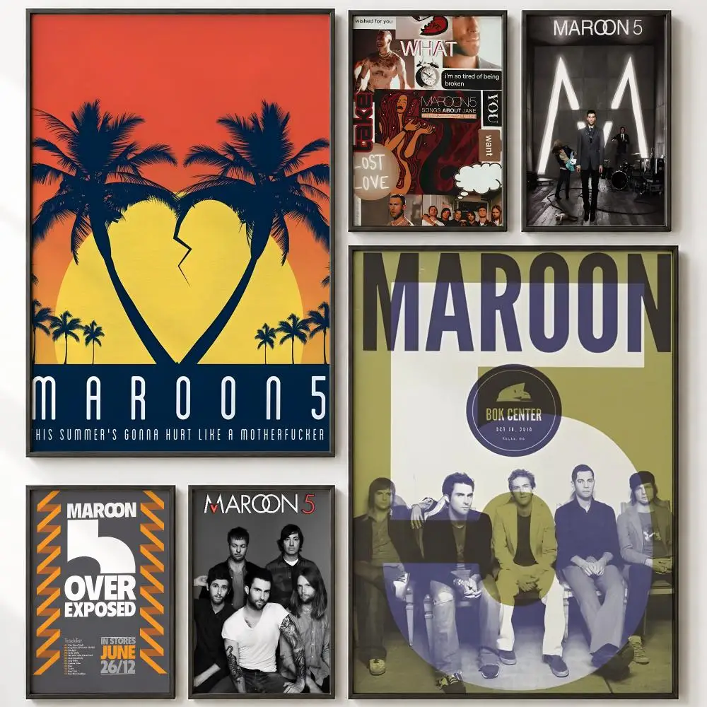 Vintage Pop Band Maroon 5 Poster HD poster wall art self-stick no-residue for home cafe office great gift