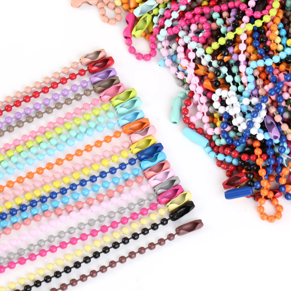 10pcs/lot Colorful Ball Bead Chains Fits Key Chain/Dolls/Label Hand Tag Connector For Jewelry Making DIY Bracelet Accessorise