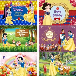 Cartoon Snow White Birthday Backdrop Flowers Princess Girls Kids Party Decoration Backgrounds Photography Photo Studio