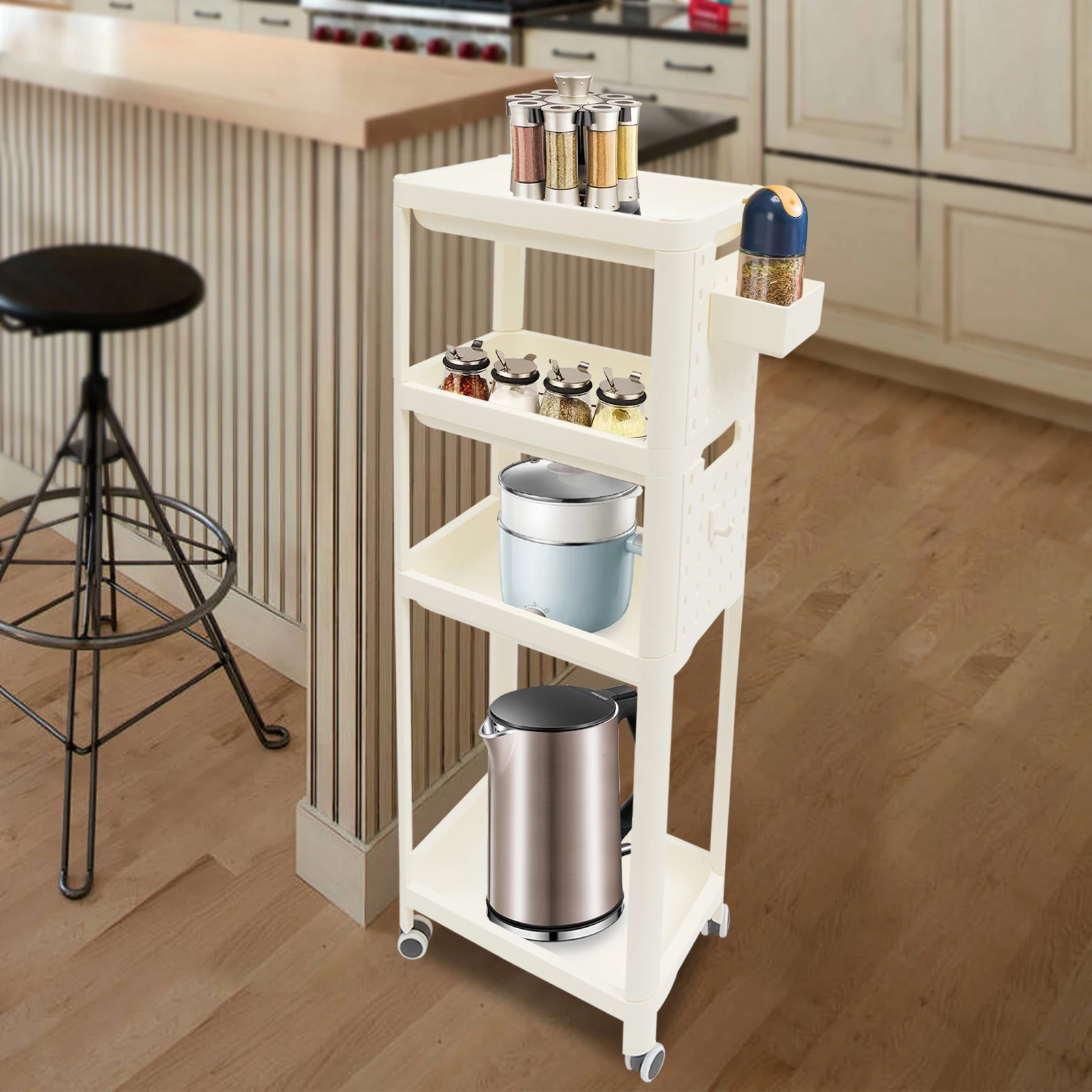 

3 Tier Movable Kitchen Storage Cart Trolley Rolling Utility Cart, , Movable Storage Organizer