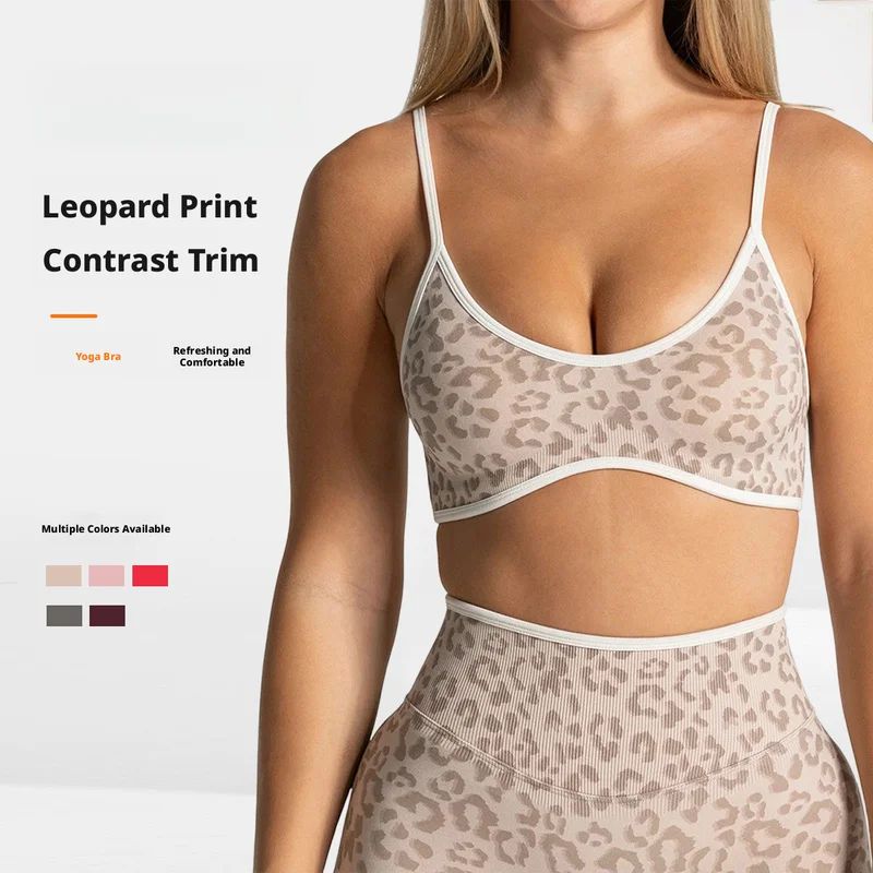 Women's Leopard Print High-Impact Sports Bra Top for Outdoor Running Gym Workout Fitness Active Wear Shock Absorption