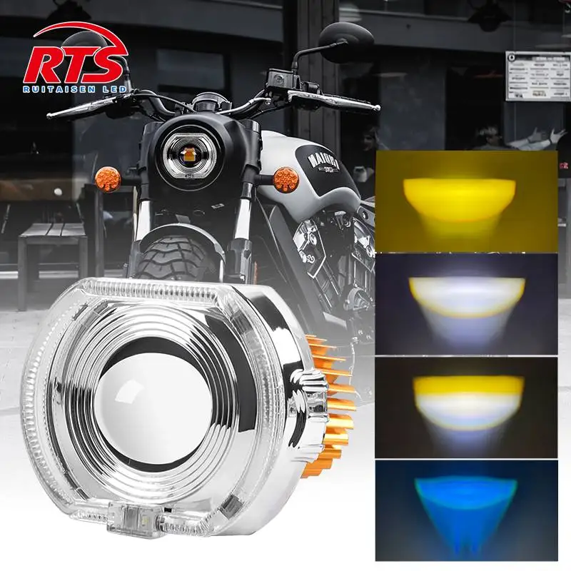 

Universal LED Motorcycle Light 4.5 Inch Angel Eyes Demon Eyes Internal Headlight Projector Lens High/Low Beam Strobe Spotlight