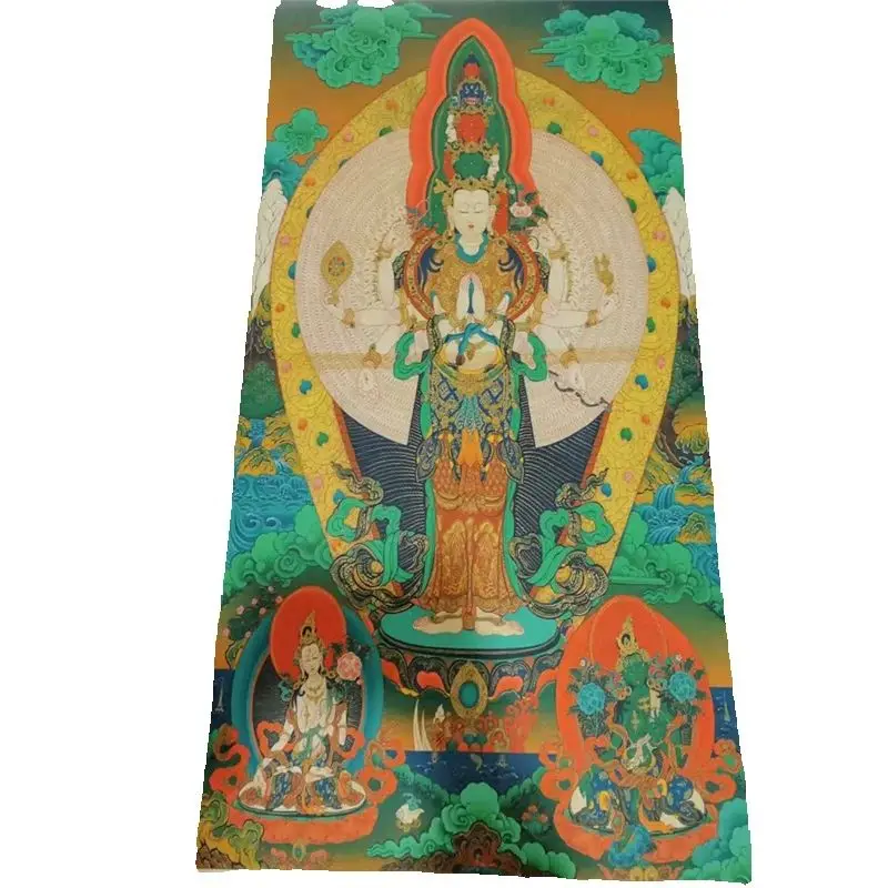 

Tibet fine The Three Saints of the West hand-painted kraft paper old Thangka