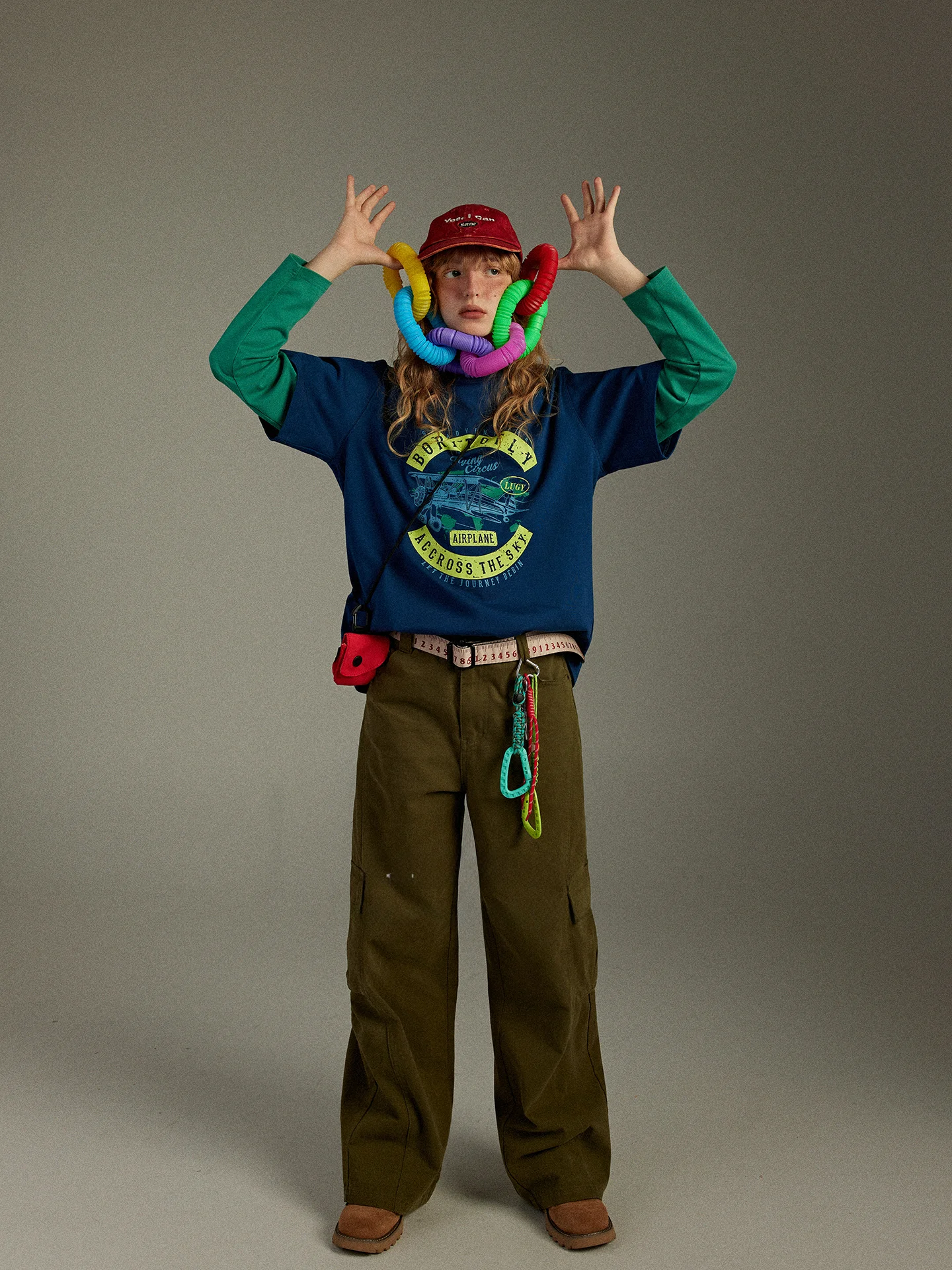 

Luluay винтажная свободная длинная футболка с круглым вырезом Ne, женская ранняя осень, цветной топ с принтом, повседневный комфортный крой