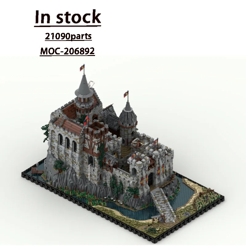 

MOC-206892 гигантский средневековый замок из фильма, вид на улицу, строительные блоки, модель 21090, деталиMOC, креативная игрушка для мальчиков и детей, подарок на день рождения
