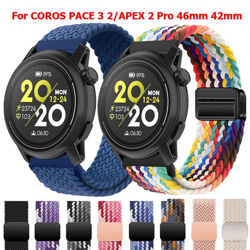22mm 20mm Magnetisches geflochtenes Solo Loop Sportarmband für COROS PACE 4 3, Armband für COROS APEX 2 Pro/PACE2/APEX 46mm 42mm