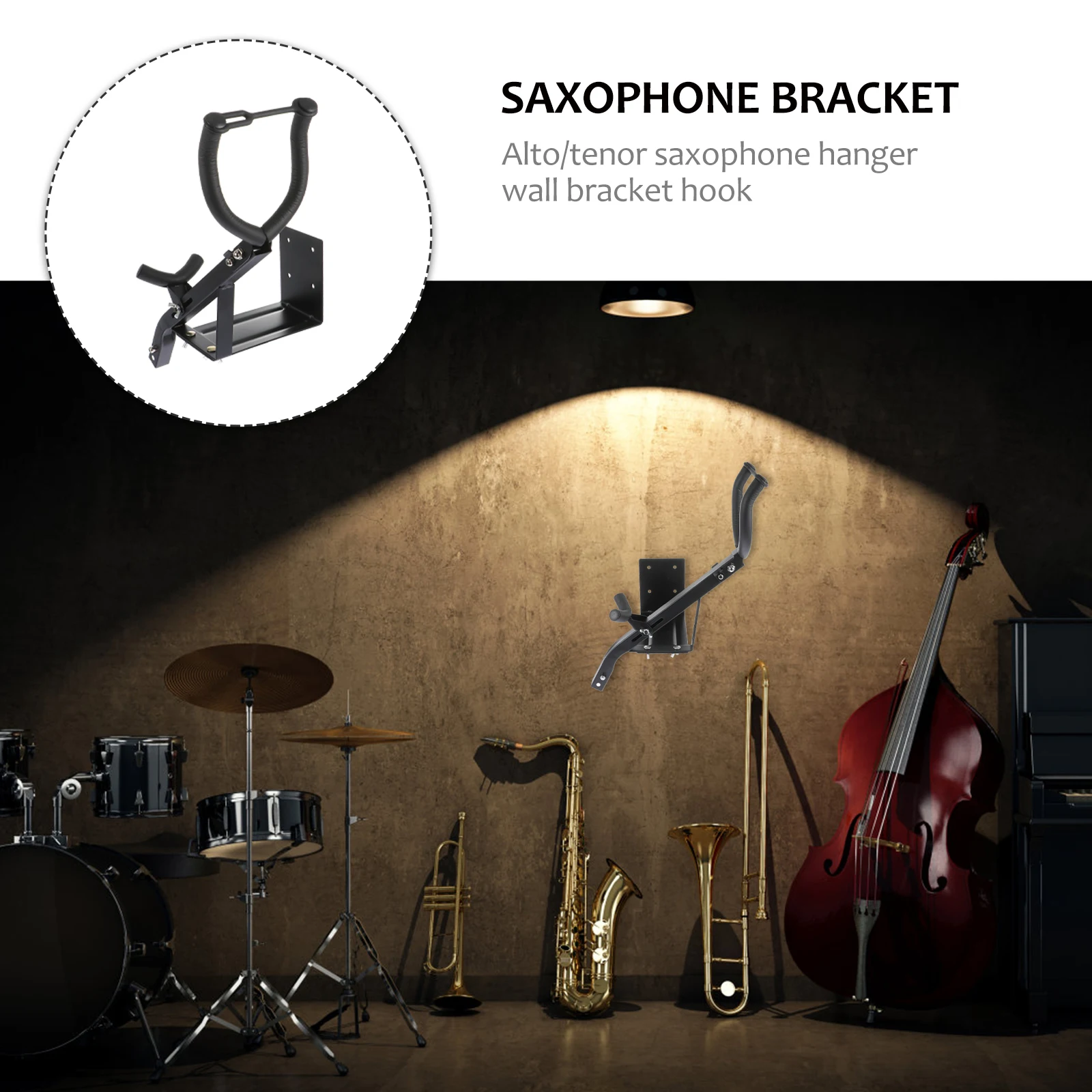 

1pc Saxophone Stand Racks Wall Mounted Bracket Storage Hanger Iron Material Durable Space Saving Mounting Kit Included